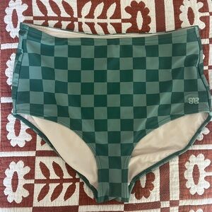 Albion green check high-waisted bottoms, M